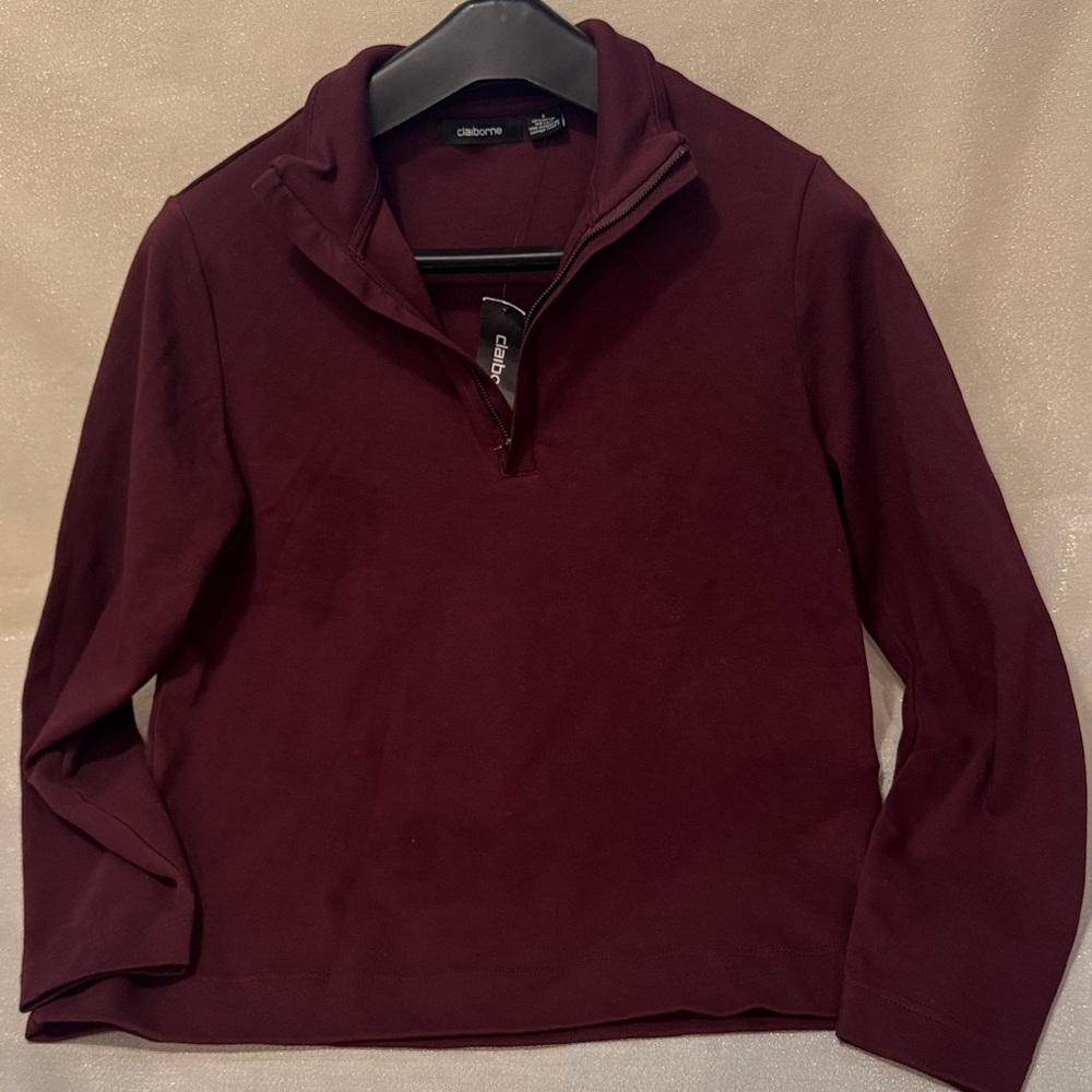 Claiborne Men's Deep Red Zip-Up Sweater NWT